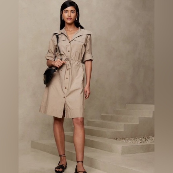 NWT! Banana Republic Black Trench-Back Shirtdress - Size Medium 📞 - Picture 6 of 7